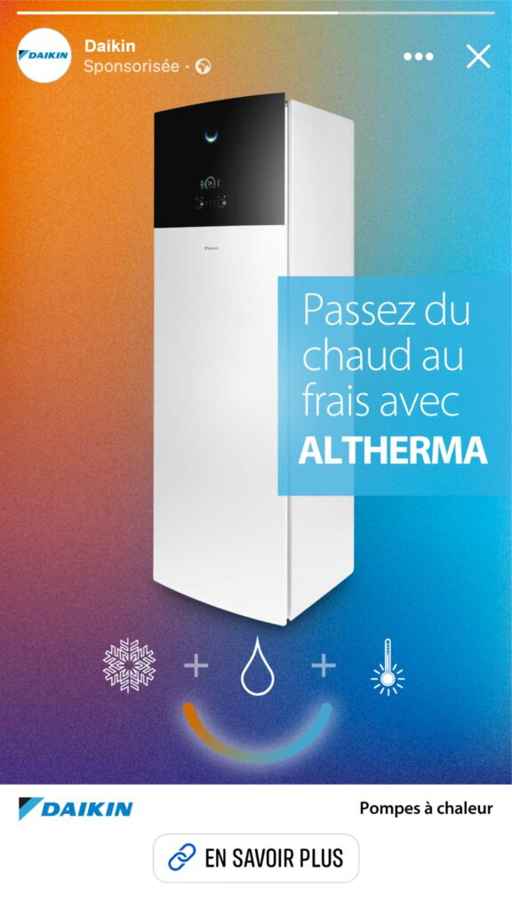 social ads pour la société daikin facebook instagram verizon conception visuelle et wording