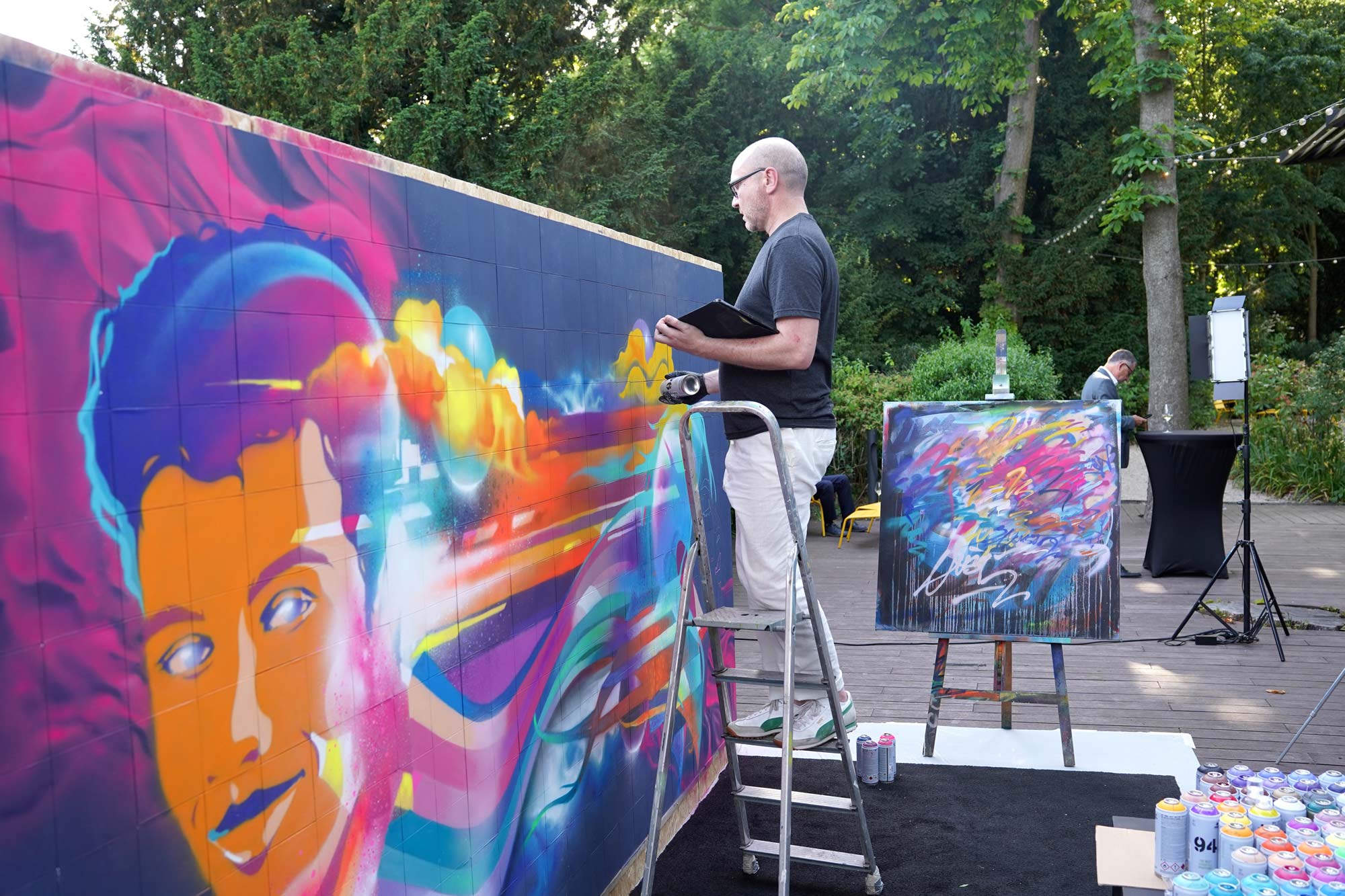 live painting banque française mutualiste 40 ans events